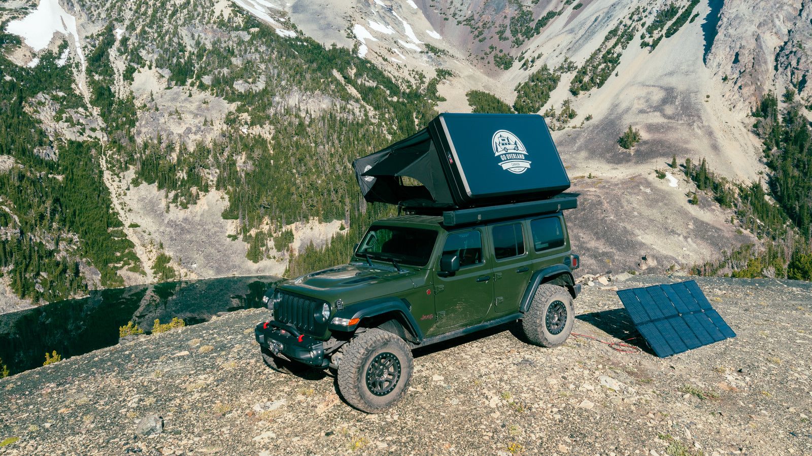 A Go Overland tent on a Jeep on a ridge above Lillooet, BC
